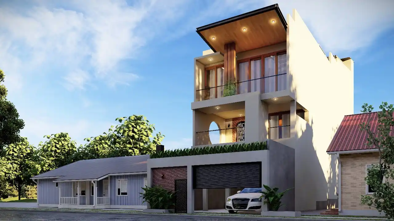 Exterior House — Façade 3D Rendering, Colombo