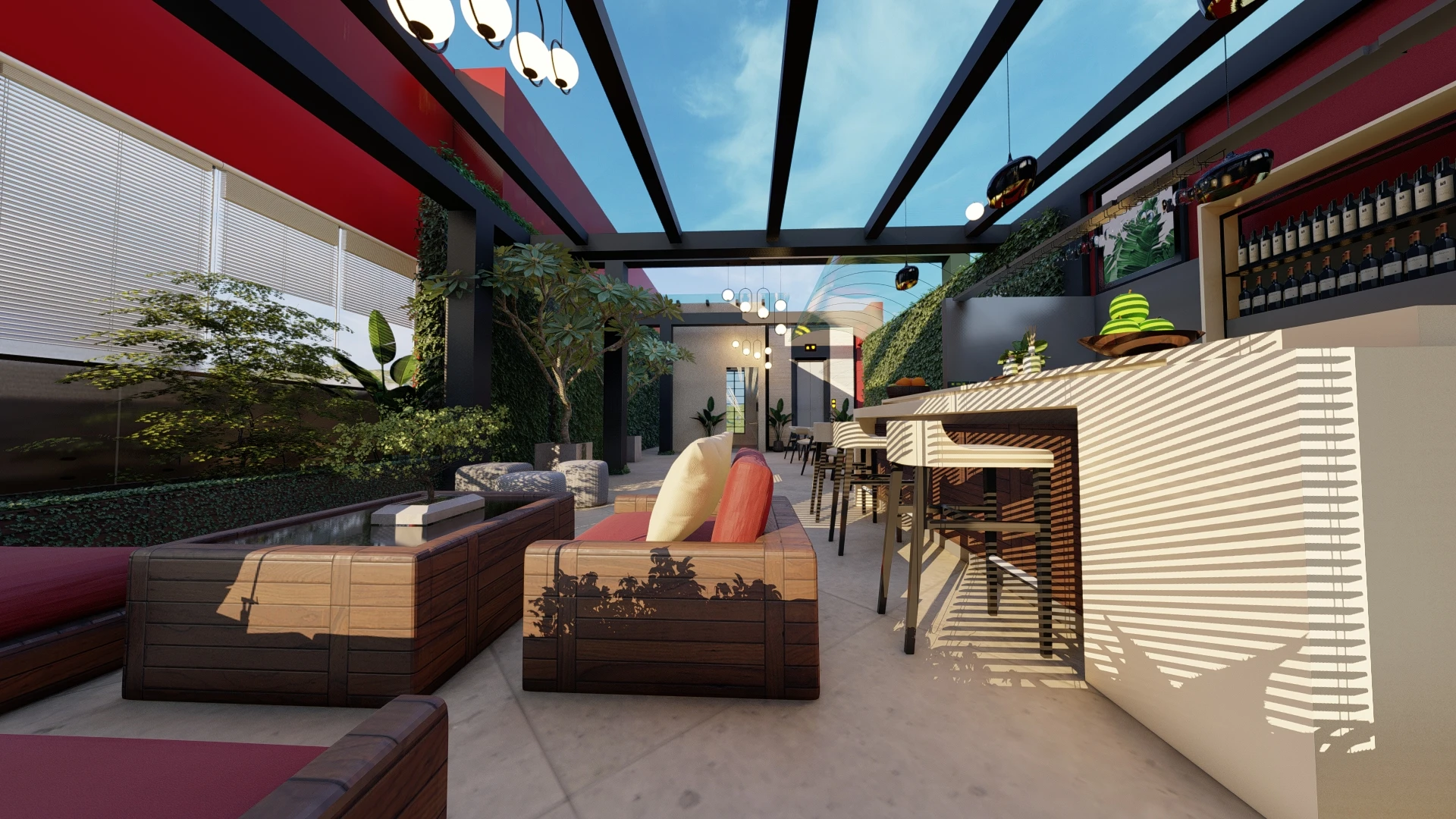 Rooftop Bar — Outdoor Lounge 3D Render, Colombo gallery 1